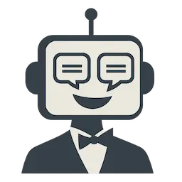 Chatbot with a grey suit and a vintage look